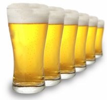 6 glazen helder bier